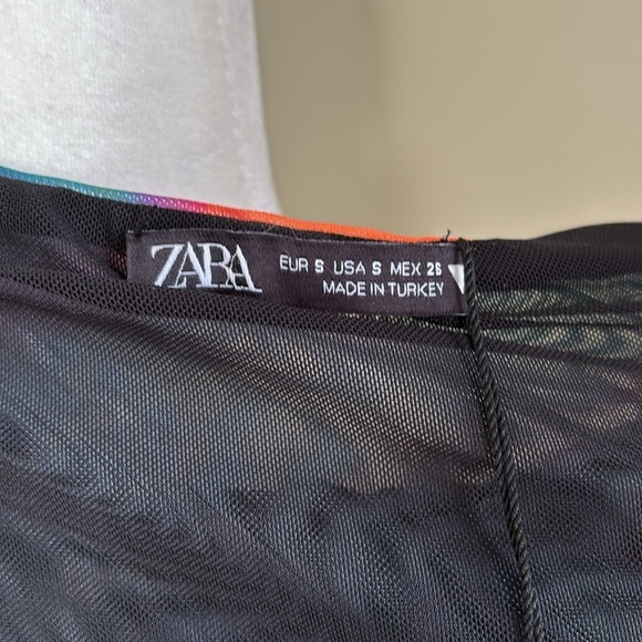 ZARA Marble Print Tulle SHOULDER PAD MIDI Dress NWT - Picture 10 of 11